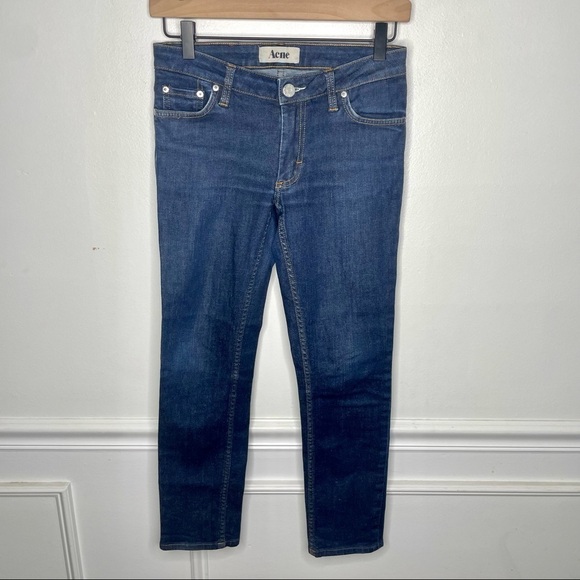 Acne Kex Raw Dark Wash Skinny Jeans - Picture 1 of 9